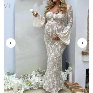 Momyknows White Lace Corset Square Neck Flare Sleeve Off Shoulder